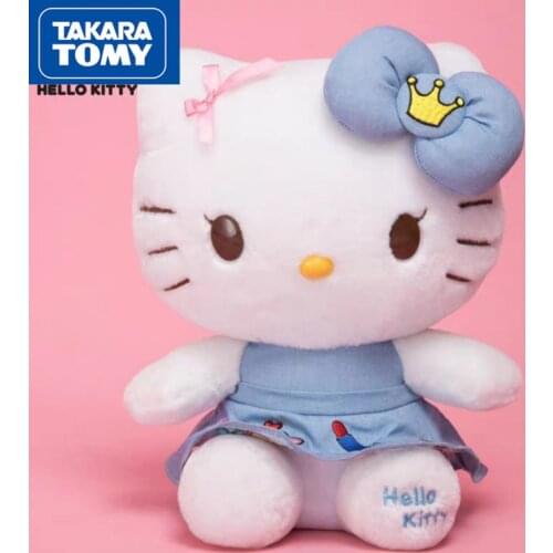 TAKARA TOMY Hello Kitty Denim Embroidered Doll Melody Plush Toy Ragdoll Childrens Birthday Gift