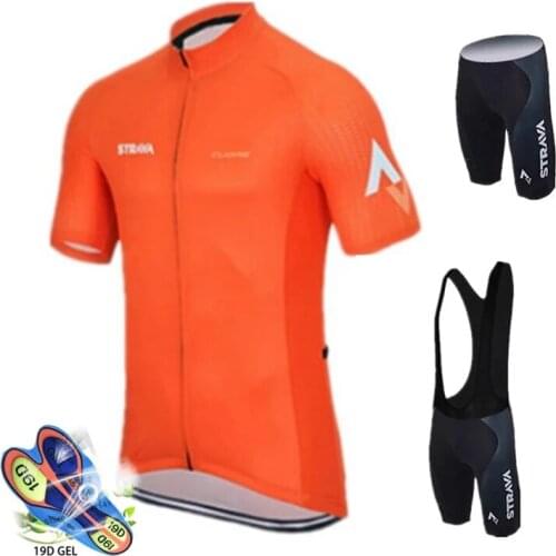 2020 STRAVA Cycling Jersey Set Mens Style Short Sleeves Cycling Clothing Sportswear Outdoor Mtb Ropa Ciclismo Bike Cycling Kit