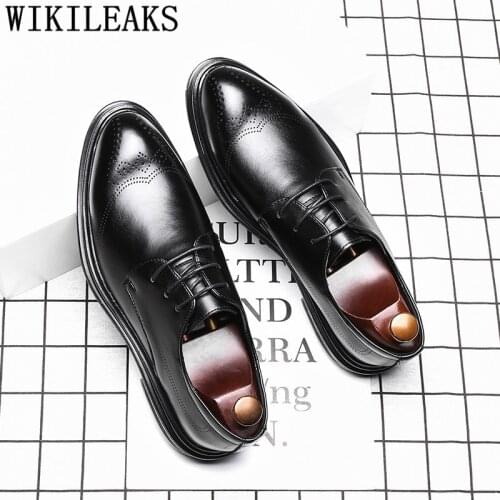 Fashion Mens Black Shoes Brogues Mens Dress Shoes Leather Shoes Men Oxford Italian Zapatos De Vestir De Hombre Туфли Мужские