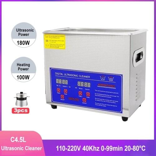 Ultrasonic Cleaner 4.5L 180W Ultrason Cleaner Bath With Heater Timer And Basket For Cleaning Jewelry Brass Ultrasonic Cleaner