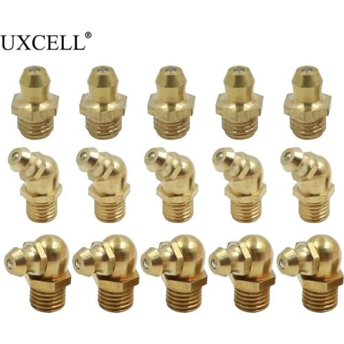 Uxcell M6 M8 M10 Brass Thread Straight 45/90 Degree Angle Grease Nipple Fittings Kit Zinc Plated Iron Grease Nipple