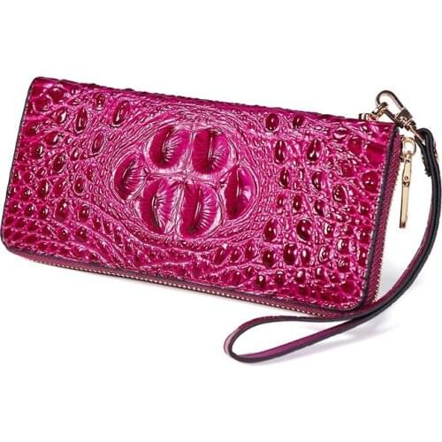 Genuine Leather Crocodile Pattern Womens Wallets Fallow Long Ladies Zipper Wallet Clutch Bag Designer Purse Crocodile Purses