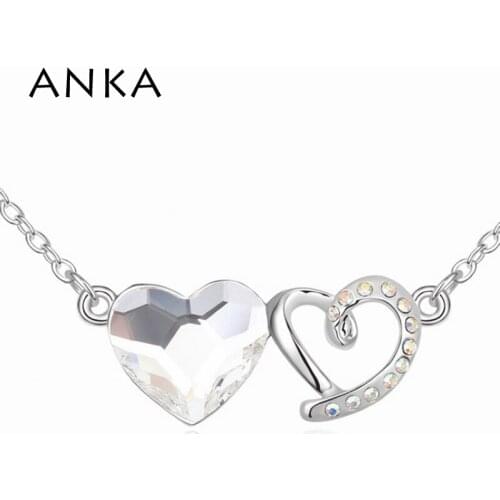 ANKA Collier Direct Selling Sale Collares Mujer Double heart Necklace Main Stone Crystals from Austria #103699