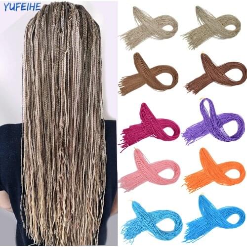 Straight Zizi Braids Crochet Box Braids Crochet Hair Bundles 28 Inch Synthetic Hair Extensions Purple Red Pink Zizi Braid Hair