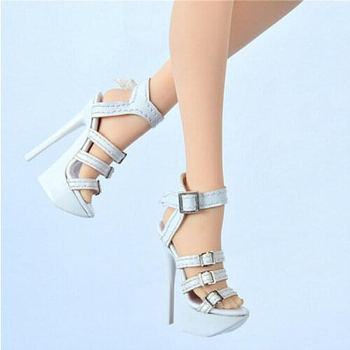 1/6 Scale Big Feet Female White High Water Platform Shoes Model for 12" Body