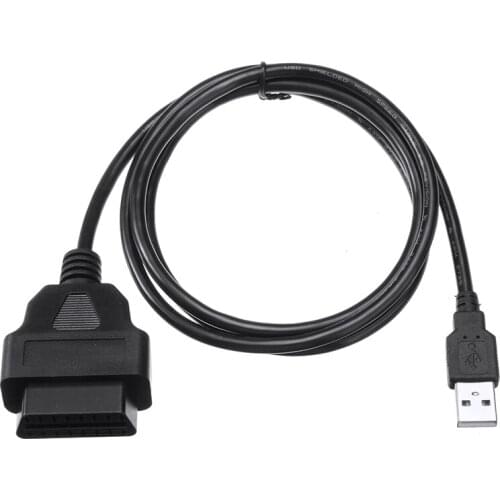 1M 16Pin Female OBD2 To USB Port Charger Adapter Cable Connector Diagnostic Tool Black Plug Extender Opening Cable