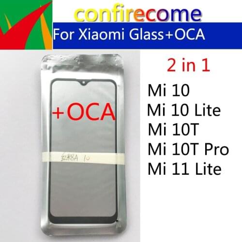 10Pcs\Lot Laminated OCA Outer Glass For Xiaomi Mi 10 11 Lite Mi 10T Pro LCD Touch Screen Outer Lens Cover