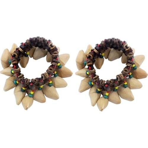 2PCS African Tribal Style Nuts Shell Bracelet Dora Nut Handbell Percussion Accessories