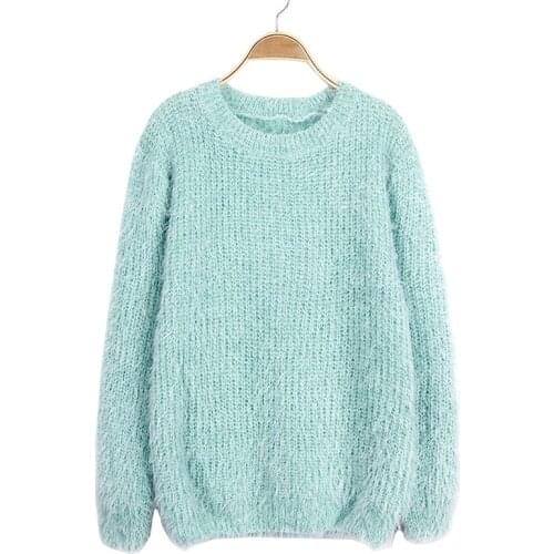 2019 Sweater Women Candy Color Pullover Jacket Mohair Jumper Loose Sweaters Pull Femme Clothing Vestidos MMY002
