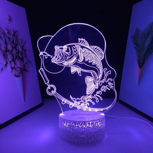 3D Night Light Carp Leaping Over The Dragon Gate Home Decor for Couple Childrens Birthday Holiday Gifts White Cracked Base