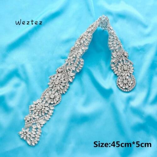 Applique Costume Handmade DIY Silver Crystal Pearl Gold Wide Flat back Wedding Dresses Accessories Bride Wholesale S142