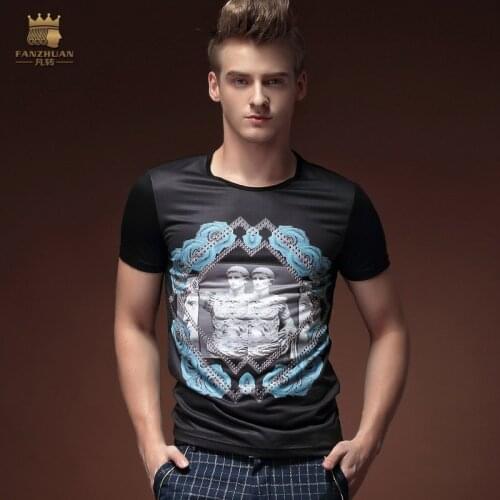 Free Shipping New Korean Summer mens fashion casual short sleeved 2015Black Loose T-shirt 15583 metrosexual personality On Sale