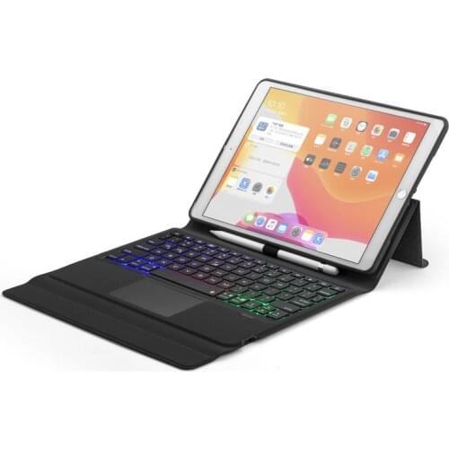 Wireless Bluetooth Keyboard With Touchpad LED Backlit PU Leather Case Cover For 2019 New iPad 10.2 inch 10.5 inch