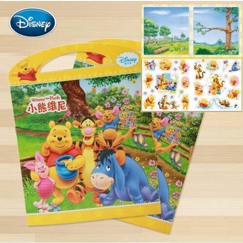 Disney Winnie the Pooh Childrens Puzzle Handmade Sticker Book This Desk Wall Sticker DIY Scene Painted Graffiti