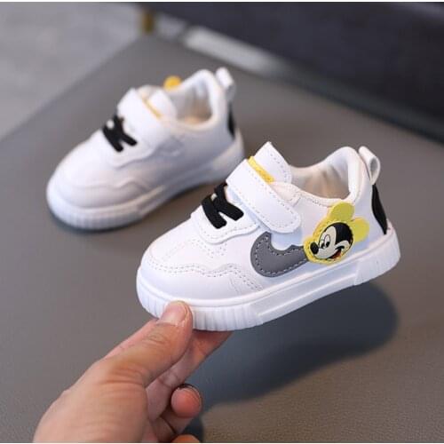 Disney Hot White Mickey Shoes For Baby Boy Girl Brand Children Sneaker Mickey Mouse Kids Fashion Shoes Toddler Walking Shoes