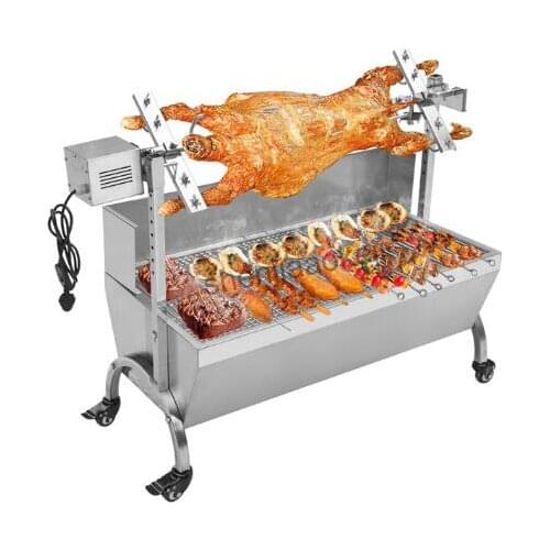 Electric barbecue grill Stainless Steel BBQ Grill Charcoal Pig Spit Roaster Rotisserie Barbeque machine Multifunctional 1pc