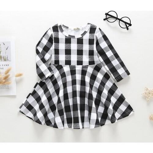 Hot Sale 2019 Spring New Girls Red Plaid Dress 1 2 3 4 5 Years Old Kids Dresses for Girls Autumn Long Sleeved Round Neck Dresses