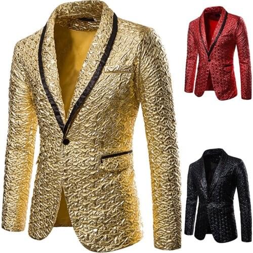 HOO 2021 Spring Bronzing Pleated Suit Mens Solid Color Casual Multicolor Suit Performance Suit Host MC blazers