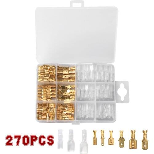 270PCS Insulated Seal Crimp Terminal 2.8/4.8/6.3mm Electrical Wire Connectors Crimping Terminals Connector Kit
