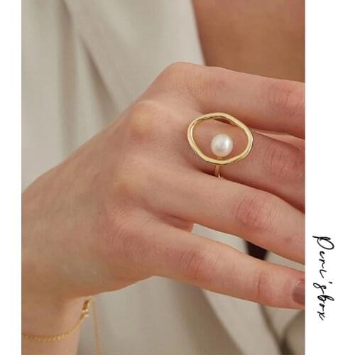 PerisBox Dainty Faux Pearl Ring for Women Minimalist Rings Jewelry Wholesale Romantic Gifts