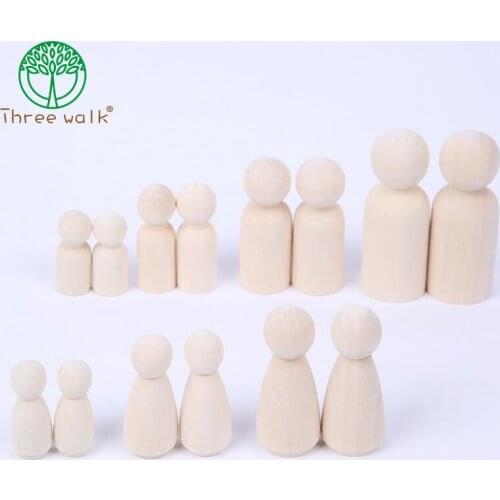 4pcs Natural Wooden Peg Dolls Wooden People Peg Dolls Wooden Family DIY Crafts Painting