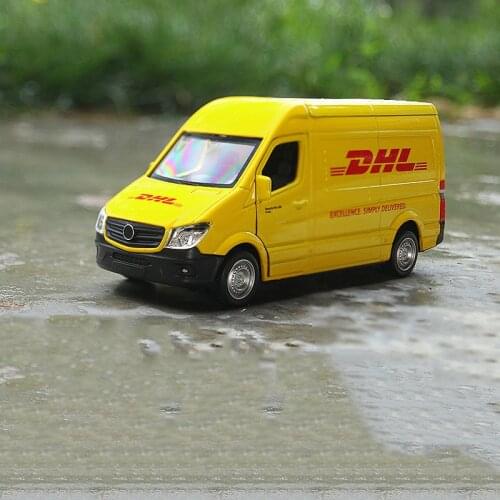 Diecast 1/36 Scale Toy Car Metal Large Alloy Commerical Vehicle Express DHL Pull Back Truck van Model Children Collection