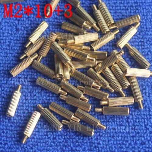 M2*10+3 brass Standoff 10mm Spacer Standard Male-Female brass standoffs Metric Thread Column High Quality 100 piece sale
