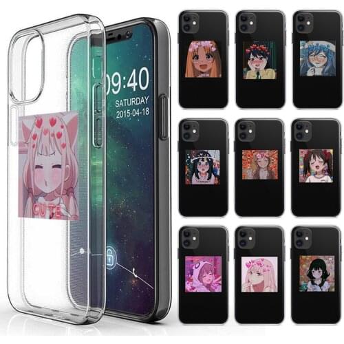 Cute Anime Girl Phone Case for IPhone 12 11 Pro X XS MAX 6 7 8 Plus XR SE2 Iphone Cover Harajuku Soft Tpu Coque