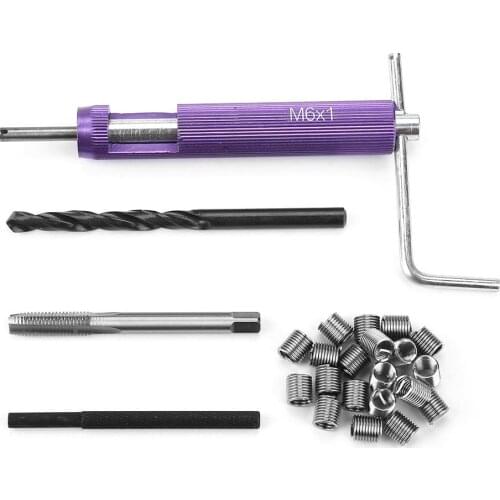 Car Thread Repair Kit 20Pc M6*1.0*2d Thread Inserts & Drill Tap Set Car Engine Block Restoring Damaged thread repair insert tool