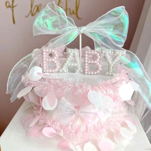 1pcs Surprise Cake Pearl Letters BABY LOVE MUM 520 Cake Toppe Insert Dessert Baking Cake Decoration For birthday Party Supplies