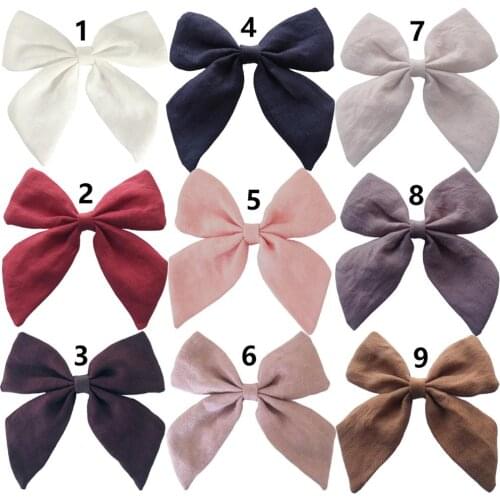 2019 New 36pc/lot Newborn Solid Cotton Fabric Bows with Clips ,Handtied Bow for Girls Baby DIY Hair Accessories Kids Headdress