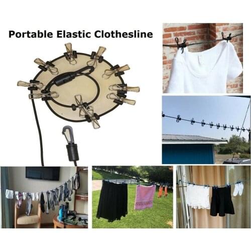 Portable Travel Camping Clothesline Washing Rope w/ Stainless Steel Clothespin