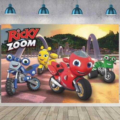 Ricky Zoom Backdrop Motorcycle Boys Happy Birthday Party Custom Photo Background Baby Shower Photocall Prop Decoration Banner