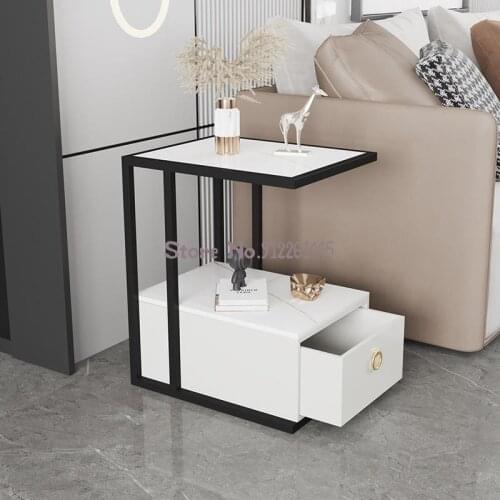 Nordic Light Luxury Rock Board Side Table Sofa Side Cabinet Side Cabinet Tea Table Small Simple Corner Table Modern Side Table B