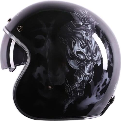 Men Motorcycle Helmet Cafe Racer Vintage Motocross Helmet Moto Retro Motorbike Riding Open Face Helmet Scooter Casque Casco