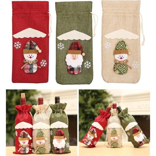 Snowman Wine Bottle Cover Gift Bags Dress Christmas New Year Decoration