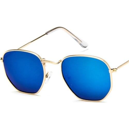 Retro Square Sunglasses Women Small Luxury silvery mirror Metal Eye Women Vintage Pink lenses Sun Glasses