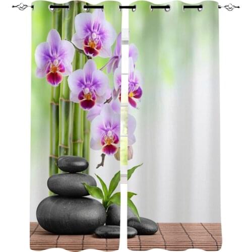 Bamboo Orchid Zen Modern Window Curtains For Living Room Bedroom Kitchen Window Treatment Drapes Home Hotel Decoration