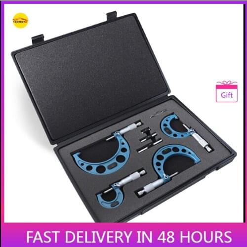 Inch Outer Diameter Micrometer 0-4" 0.0001" Thickened Carbide Helix Micrometer High-precision 4PCS SET