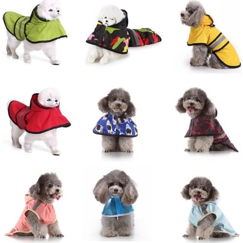 XS-4XL Pets Dog Clothes Hooded Raincoats Strip Reflective Dogs Rain Coat Waterproof Jackets Outdoor Breathable Dog Pet Clothes