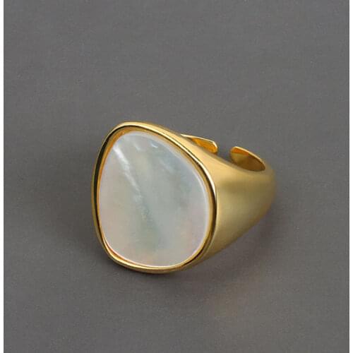 Dreamhonor Fashion White Shell Ring Wome Rings for Women Real 925 Sterling Silver Jewelry for Women 2021 Fashion Gift