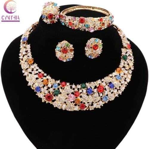 2 colors Trendy Direct Selling Jewelry sets Women necklace for party wedding Boho crystal statement necklace with earrings 2017
