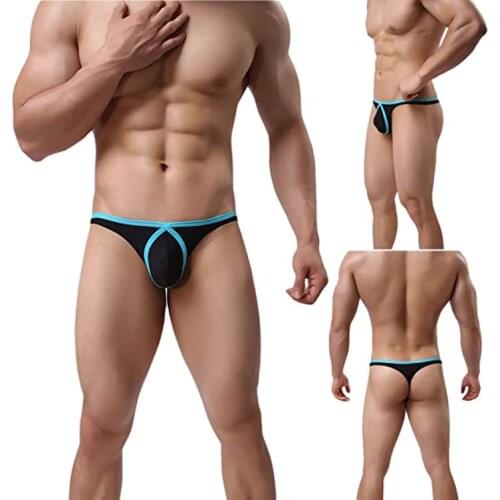 1PCS Mens Nylon Underwear Thong Ice Silk Bikini Briefs G-String T-Back Undies US Size