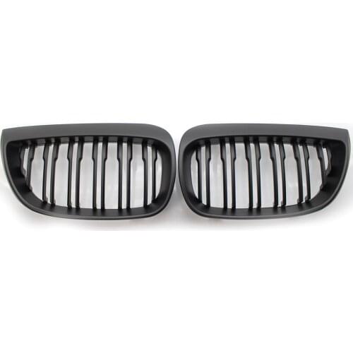 2* Matte Black Dual Slat Front Grille for BMW E81 E87 E88 1 Series 2004-2007 05