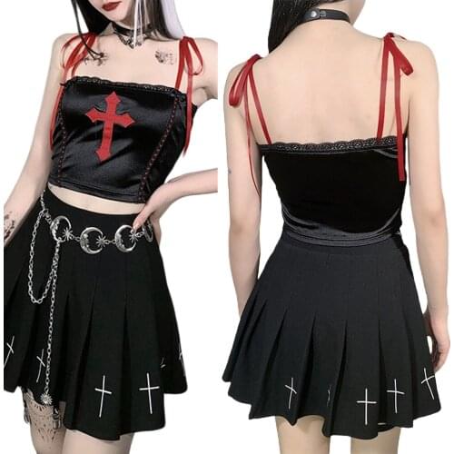 2021 Hirigin Summer New Fashion Womens Crop Tank Tops Sexy Sleeveless Self-Tie Strap Cross Print Lace Trim Camisole For Cool