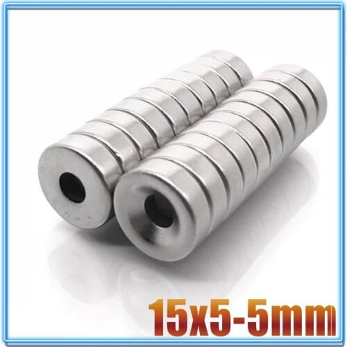 10/20/50/500Pcs Neodymium Magnet 15x5 Hole 5 N35 NdFeB Round Super Powerful Strong Permanent Magnetic imanes Disc 15*5-5
