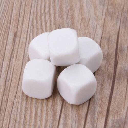 5pcs 20mm White Blank Acrylic Dice Kid DIY Write Painting Graffiti Family Games