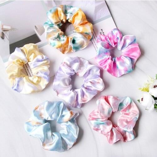 5Pcs/Lot Summer Ponytail Holder Colorful Print Hair Tie Girls Elastic Scrunchies Children Hair Accessories Fashion Rubber Bands