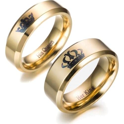 6mm Mens Gold Ring Couples Crown Ring Her King&His Queen Rings for Women Men Best Listing 2018 Products Fashion Jewelry