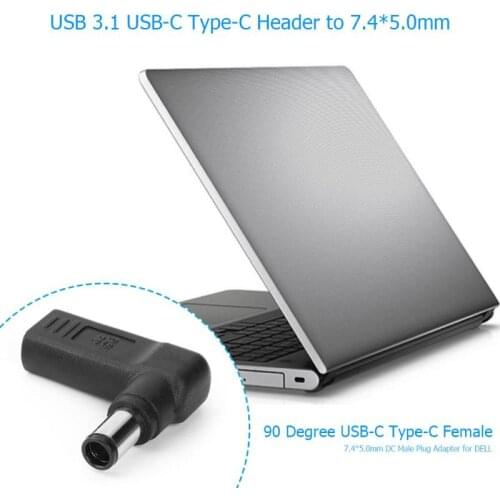 90 Degree USB3.1 USB-C Type-C Female to 5.5x2.5 /3.0 x 1.1 /5.5 x 2.1 /7.4x5.0mm DC Male Plug Adapter Connector for DELL
